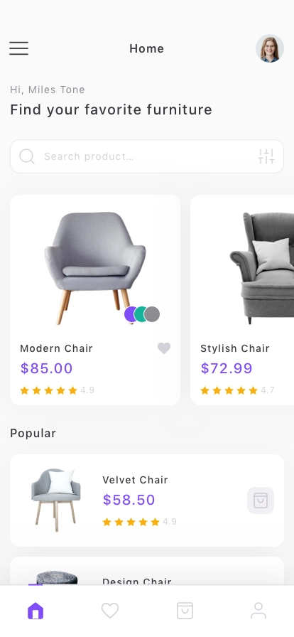 Furniture Ecommerce Mobile App UI Kit - Screenshot 1