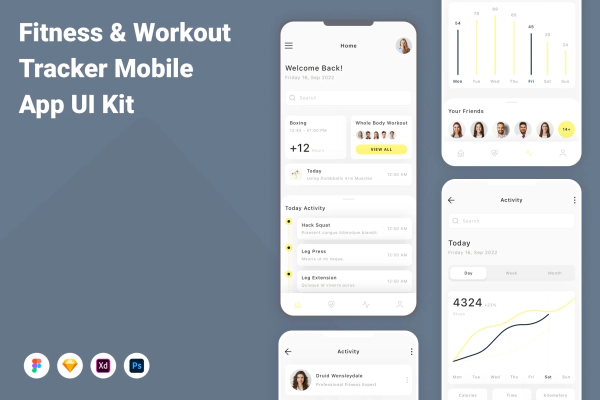 Fitness & Workout Tracker Mobile App UI Kit