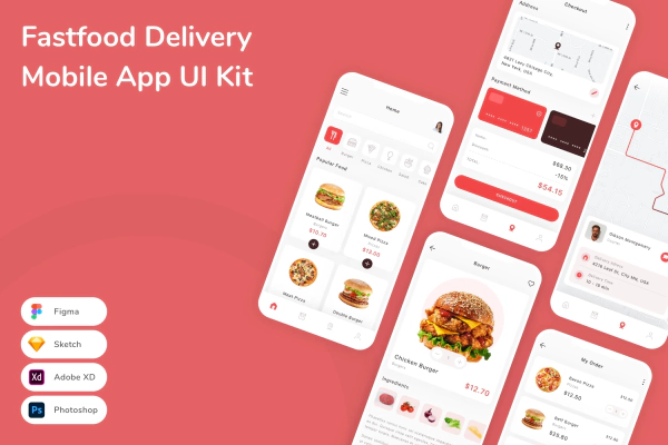 Fastfood Delivery Mobile App UI Kit