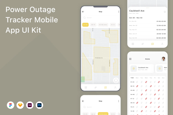 Power Outage Tracker Mobile App UI Kit