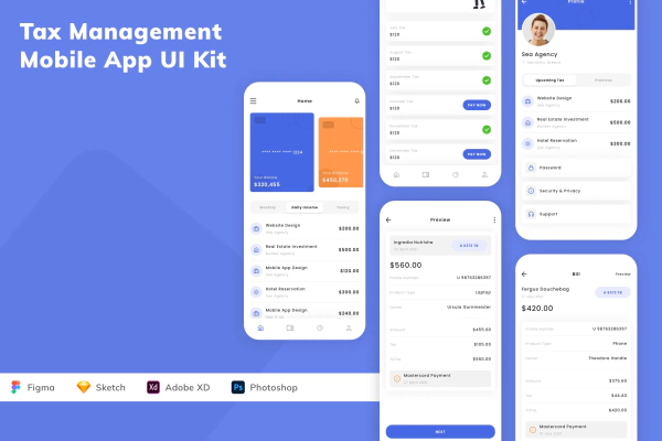 Tax Management Mobile App UI Kit