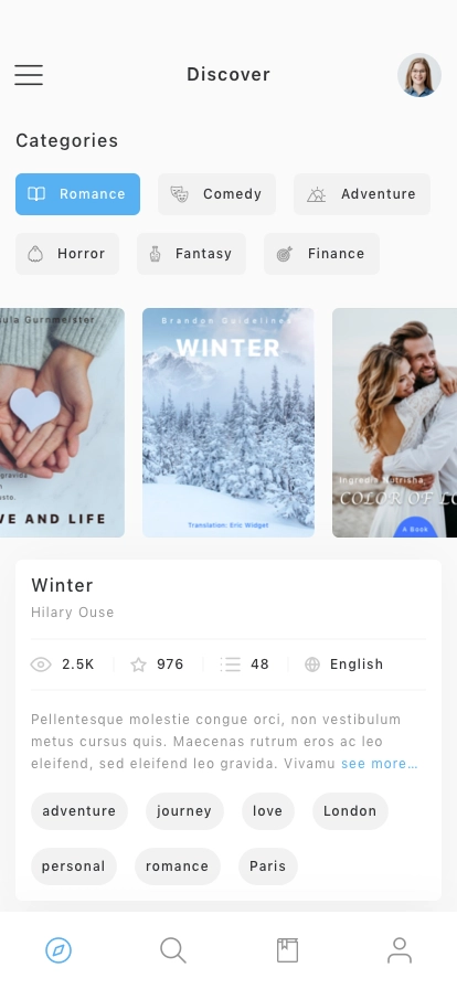 Online Book Reader Mobile App UI Kit - Screenshot 1