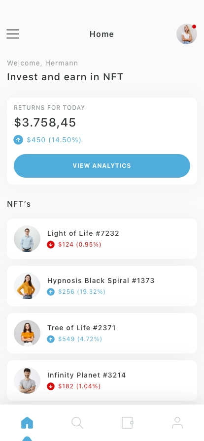 NFT Investing Mobile App UI Kit - Screenshot 1