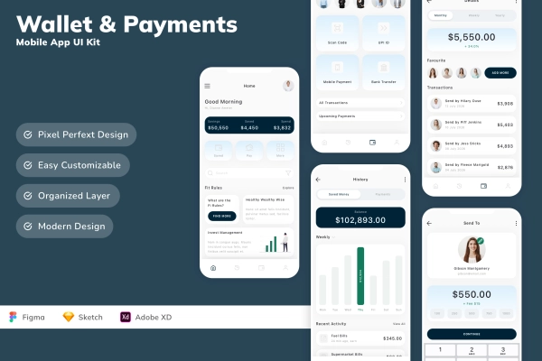 Wallet & Payments Mobile App UI Kit