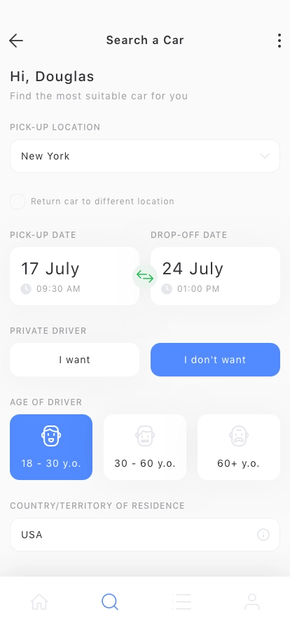 Rental Car Mobile App UI Kit - Screenshot 1