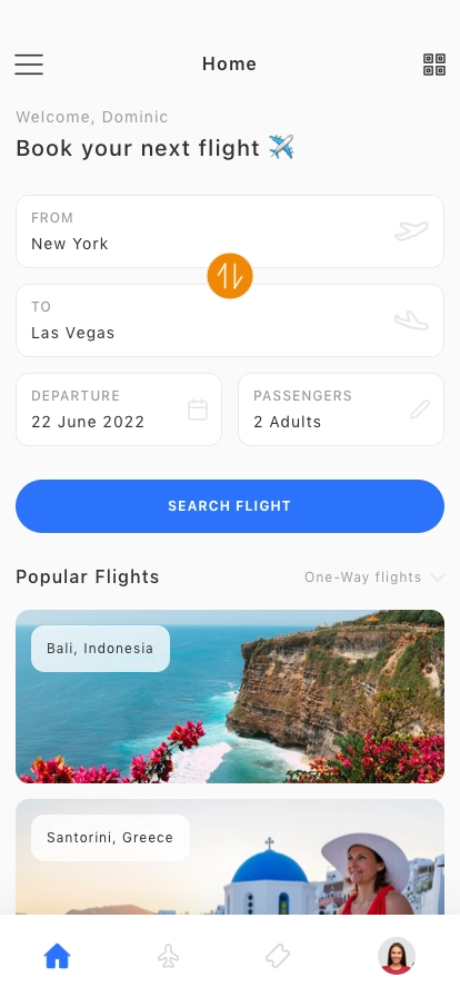Flight Ticket Booking Mobile App UI Kit - Screenshot 1