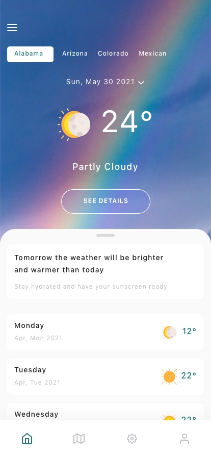 Weather Forecast Mobile App UI Kit - Screenshot 1