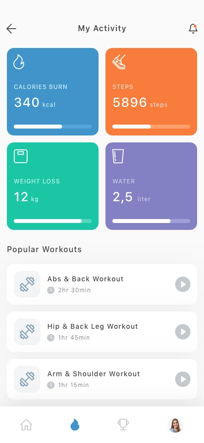 Fitness & Workout Mobile App UI Kit - Screenshot 2