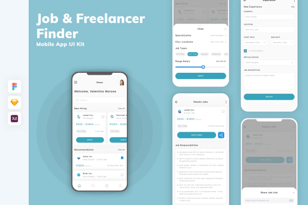 Job & Freelancer Finder Mobile App UI Kit