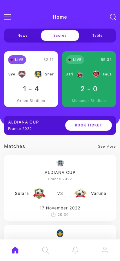 Live Score Mobile App UI Kit - Screenshot 1