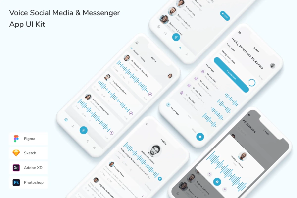 Voice Social Media & Messenger App UI Kit