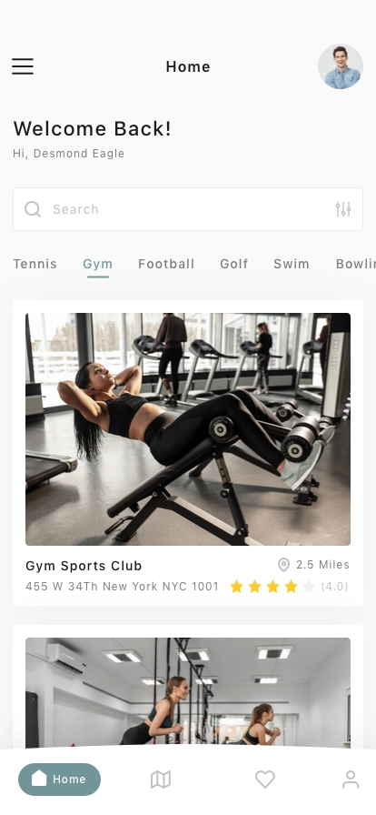 AI Fitness Center Finder Mobile App UI Kit - Screenshot 1