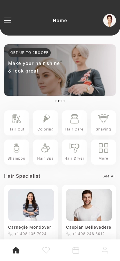 Beauty & Hair Salon Mobile App UI Kit - Screenshot 1