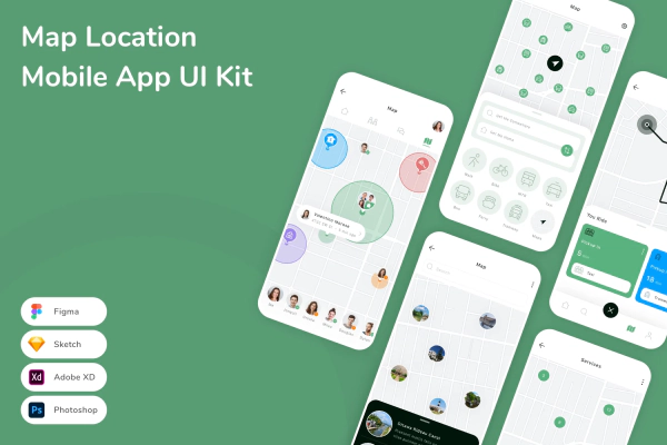Map Location Mobile App UI Kit
