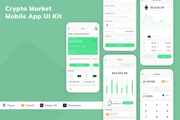 Crypto Market Mobile App UI Kit