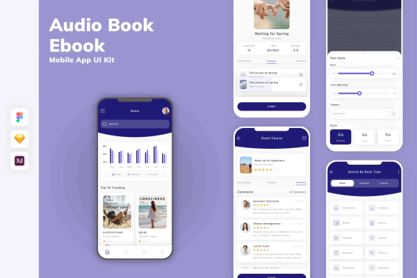 Audio Book & Ebook Mobile App UI Kit