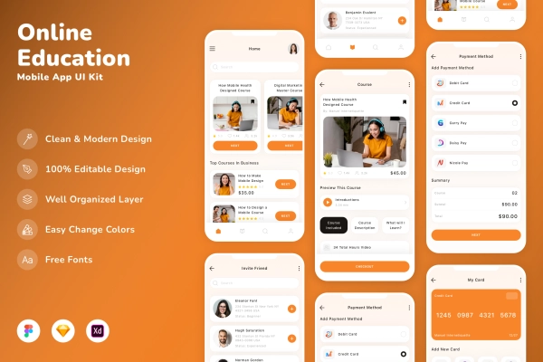 Online Education Mobile App UI Kit