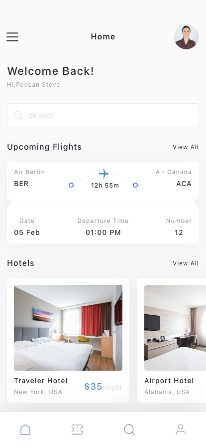 Booking Flight Ticket Mobile App UI Kit - Screenshot 1