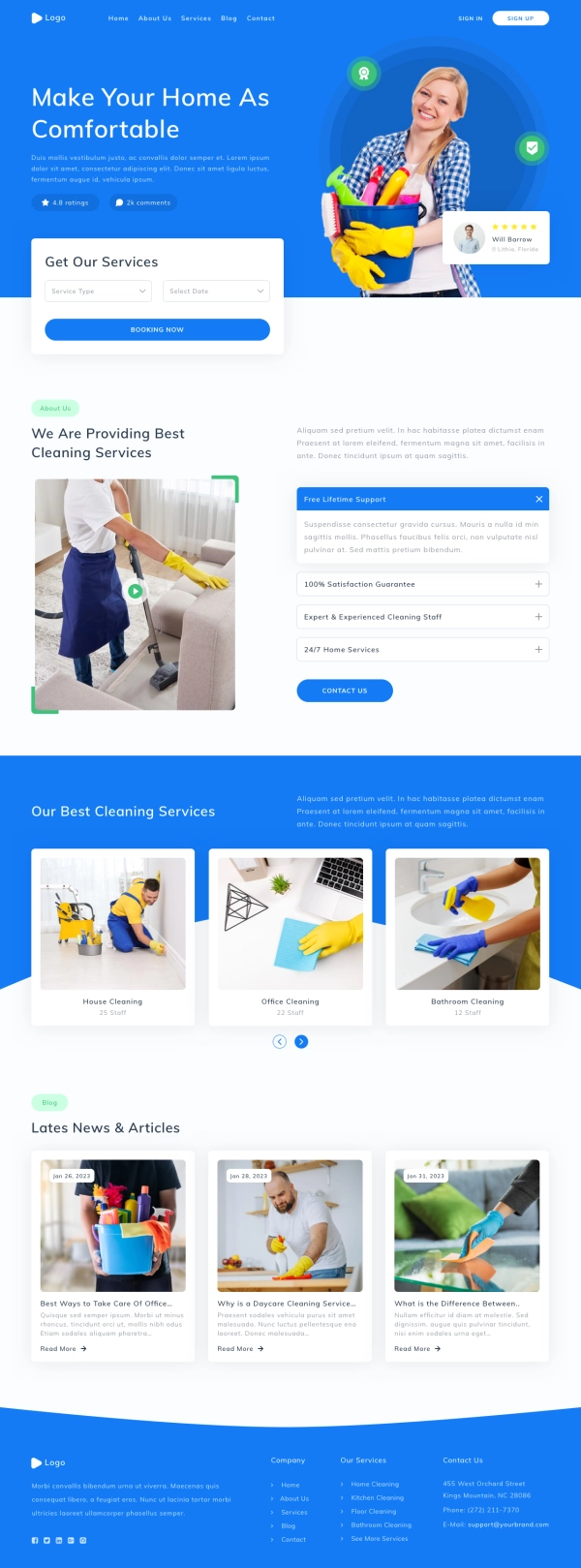 Cleaning Service Landing Page Template UI Kit - Screenshot 1