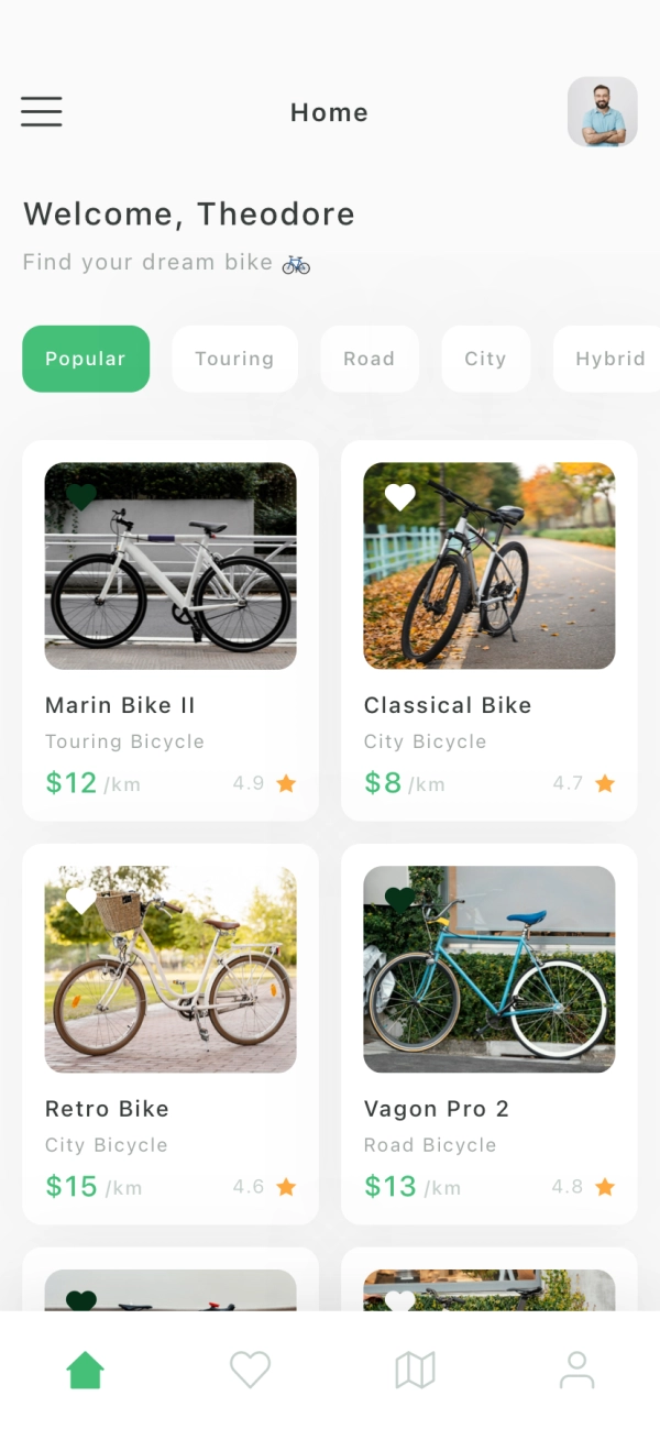 Bicycle Rental Mobile App UI Kit for Figma, Sketch & XD | UIworkshop