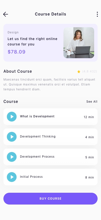 Online Course Mobile App UI Kit - Screenshot 3