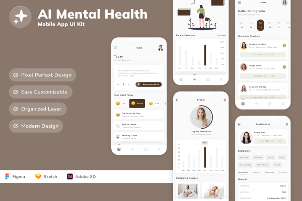 AI Mental Health Mobile App UI Kit