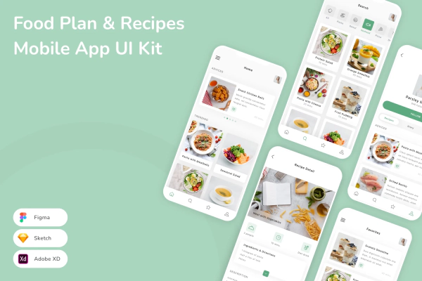 Food Plan & Recipes Mobile App UI Kit