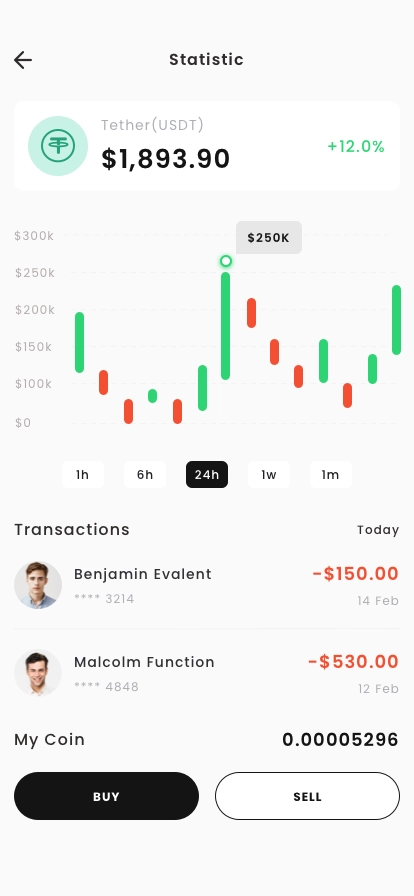 Cryptocurrency Wallet Mobile App UI Kit - Screenshot 3