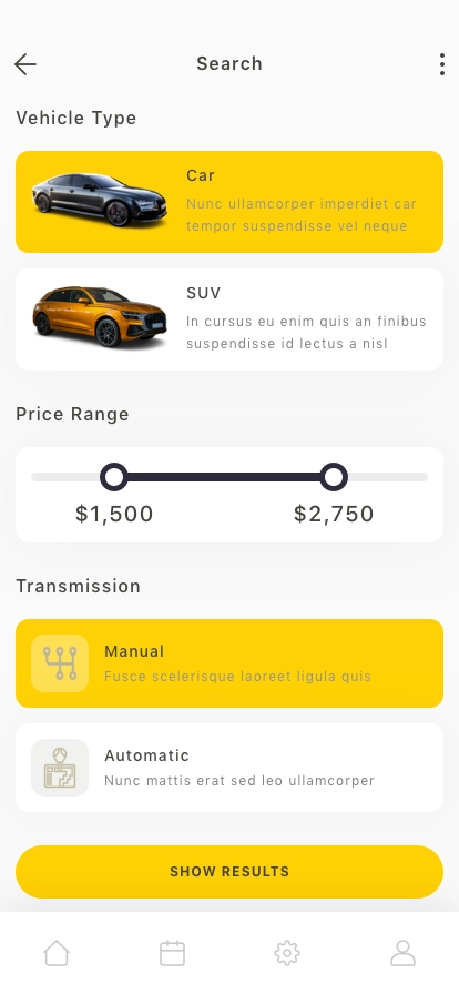 Car Rental Mobile App UI Kit - Screenshot 3