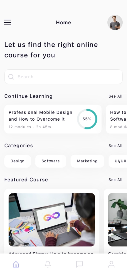 E-Course Mobile App UI Kit - Screenshot 1