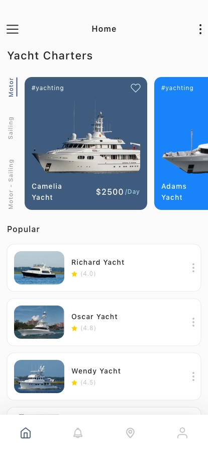 Luxury Yacht Reservation Mobile App UI Kit - Screenshot 1