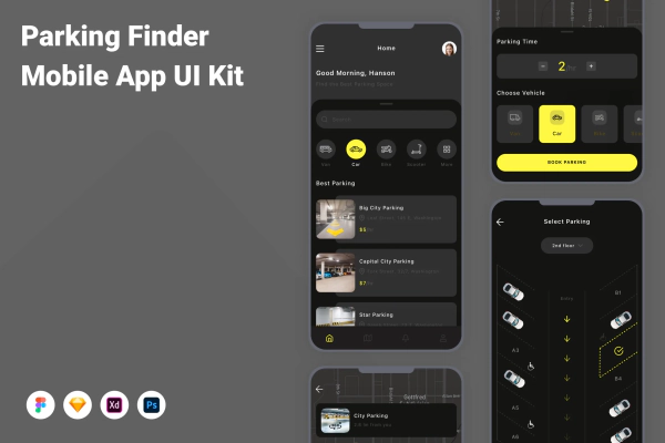 Parking Finder Mobile App UI Kit