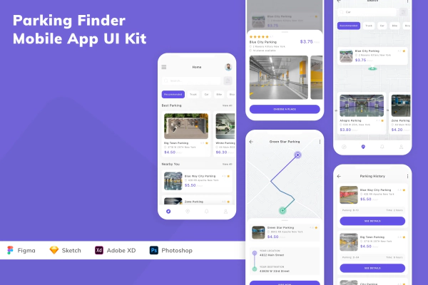 Parking Finder Mobile App UI Kit