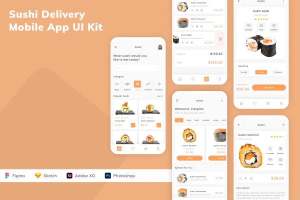 Sushi Delivery Mobile App UI Kit