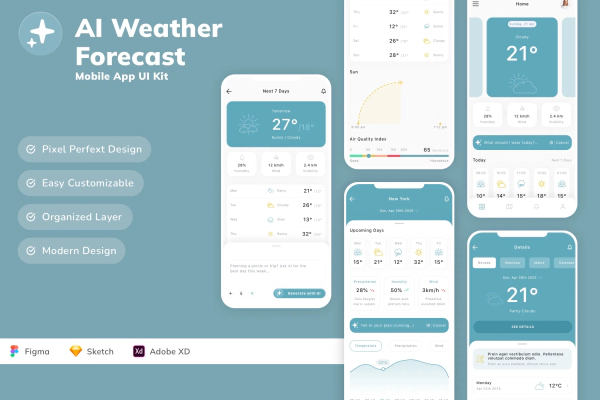 AI Weather Forecast Mobile App UI Kit