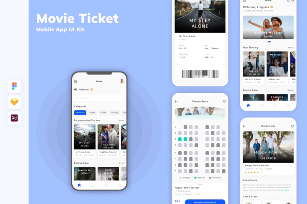 Movie Ticket Mobile App UI Kit
