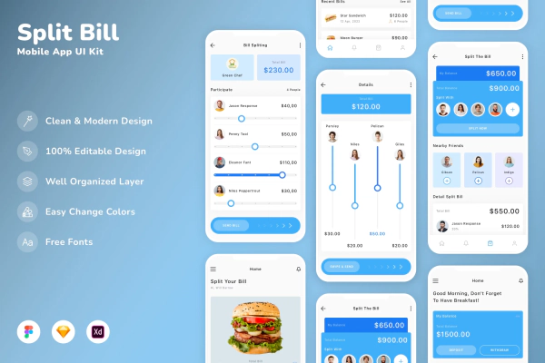 Split Bill Mobile App UI Kit