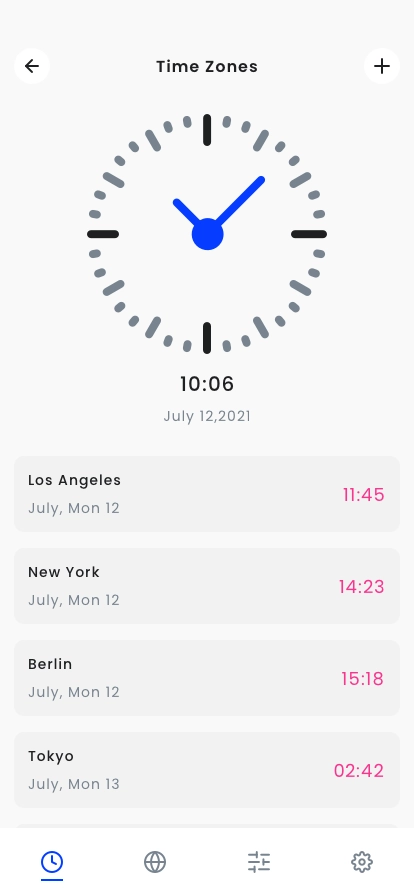 World Clock - Alarm - Timer Mobile App UI Kit - Screenshot 1