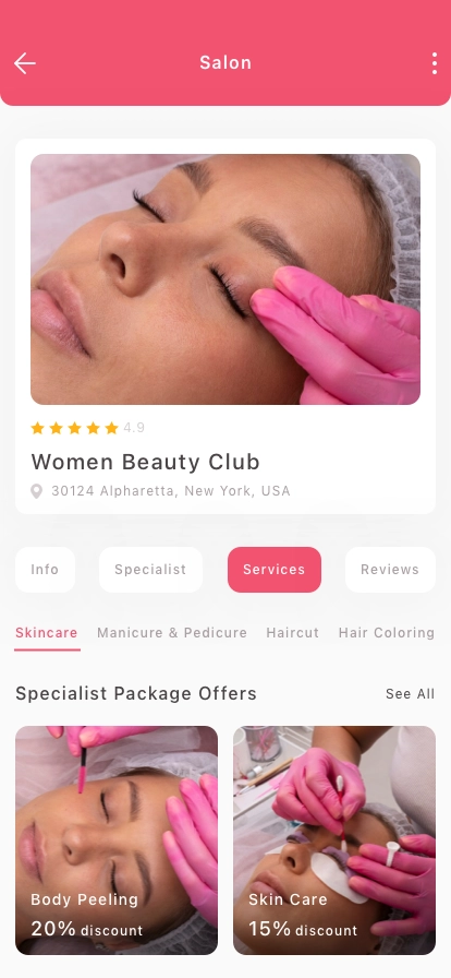 Beauty Salon Appointment Mobile App UI Kit - Screenshot 3