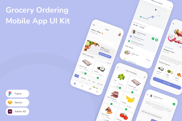 Grocery Ordering Mobile App UI Kit