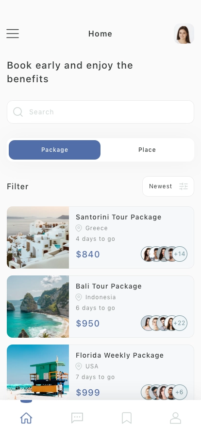 Trip & Explore Mobile App UI Kit - Screenshot 1