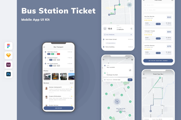 Bus Station & Ticket Mobile App UI Kit