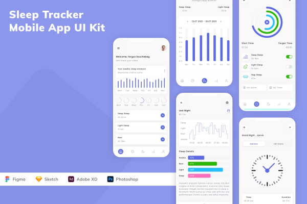 Sleep Tracker Mobile App UI Kit