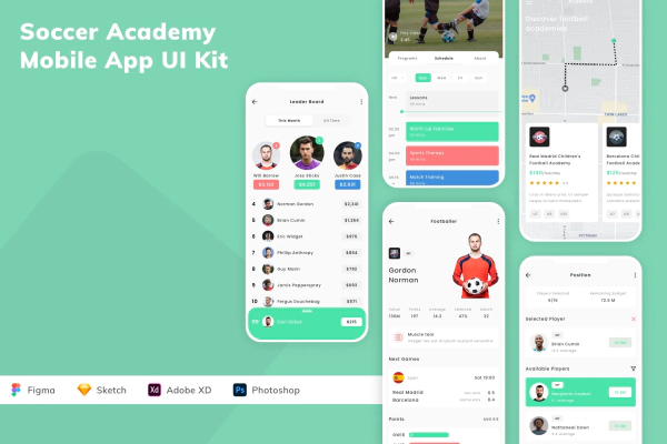 Soccer Academy Mobile App UI Kit