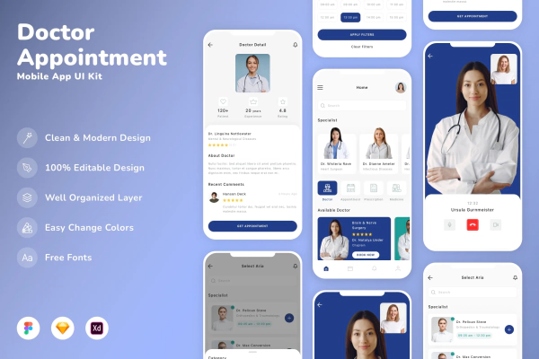 Doctor Appointment Mobile App UI Kit