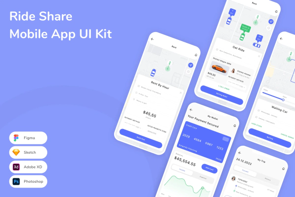 Ride Share Mobile App UI Kit