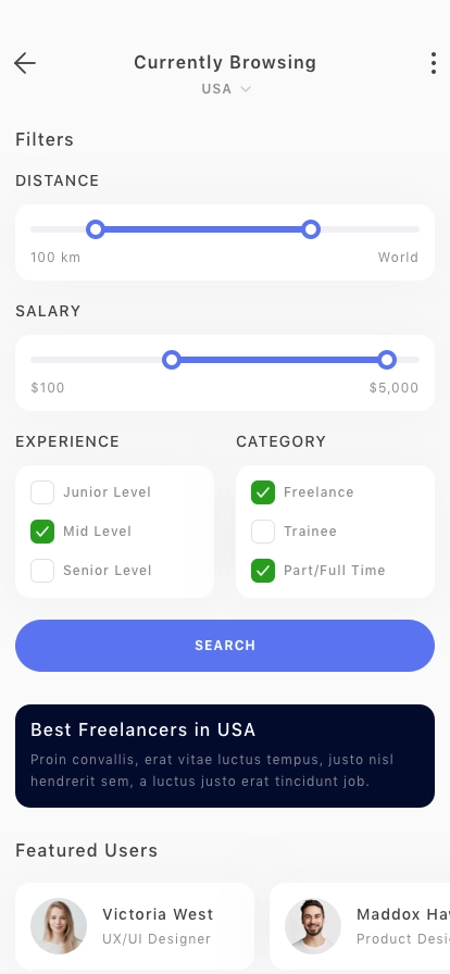 Job Finder Mobile App UI Kit for Figma, Sketch & XD | UIworkshop