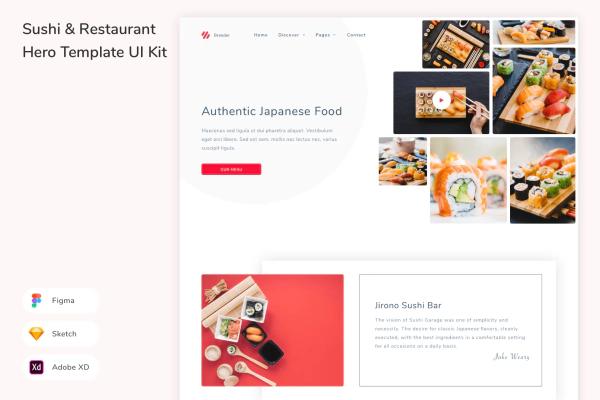 Sushi & Restaurant Hero Template UI Kit