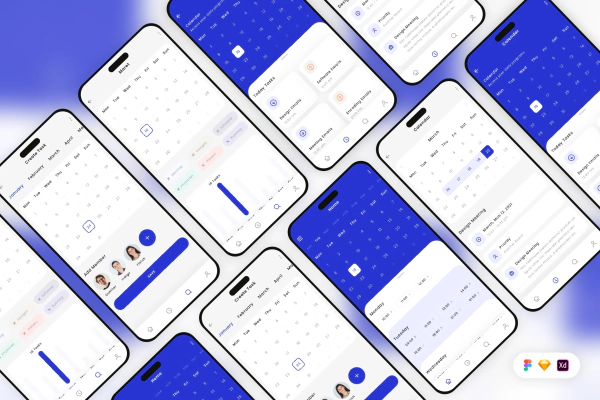 Calendar Pages Mobile App UI Kit
