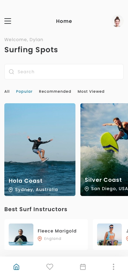 Surfing Find & Reservation Mobile App UI Kit - Screenshot 1